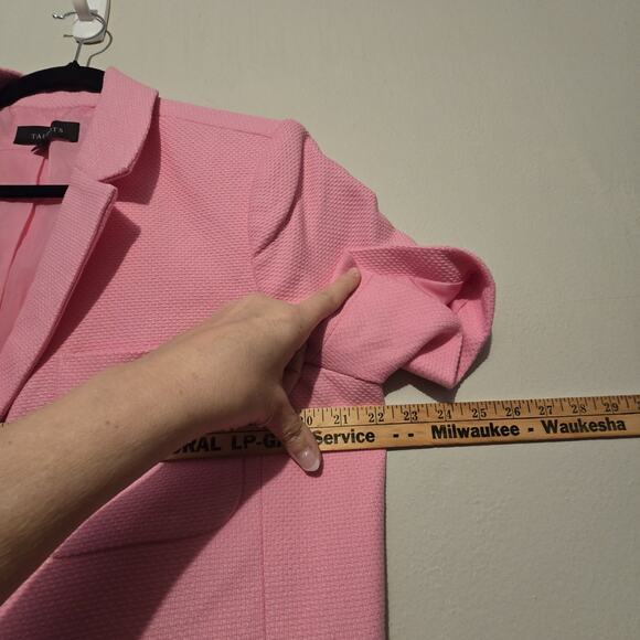 Talbots Texture Blazer Jacket Women 16 Pink Short Sleeve Cropped Coquette - Picture 7 of 10